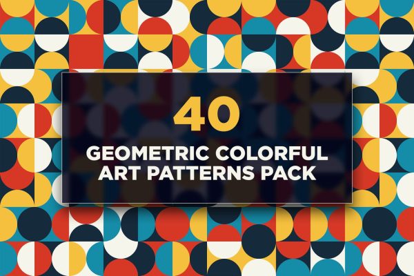 40个几何彩色艺术背景图案免扣PNG素材 40 Geometric Colorful Art Patterns Pack
