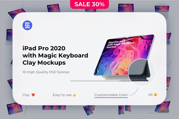极简主义粘土材质iPad Pro电脑展示屏幕UI设计样机 iPad Pro 2020 Mockups