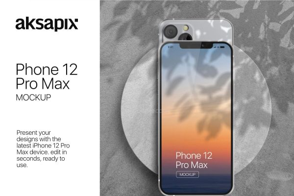 10款iPhone 12手机ui界面app设计贴图ps样机素材场景展示效果模板iPhone 12 Pro Max Mockup V.01