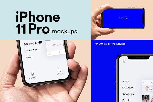 手持iPhone 11 Pro苹果手机设计样机模板 iphone-11-pro-mockups