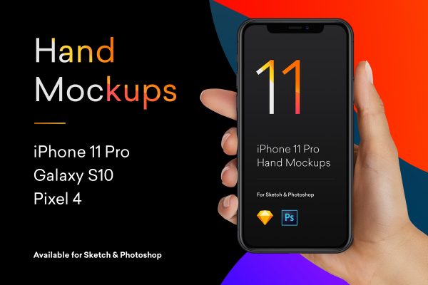 手持iPhone 11样机, 三星S10, Pixel 4手机样机合集 iPhone Mockup PSD