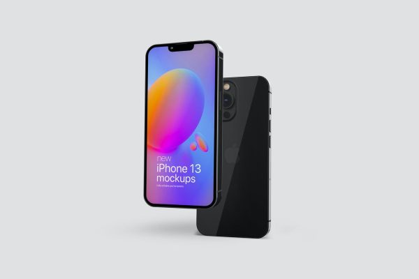 漂浮的iPhone 13苹果手机产品设计样机 iphone-13-mockups