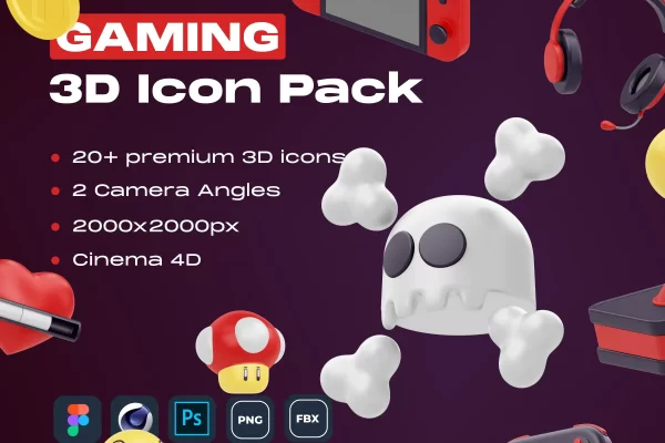 游戏元素3D图标包-Gaming 3D Icon Pack