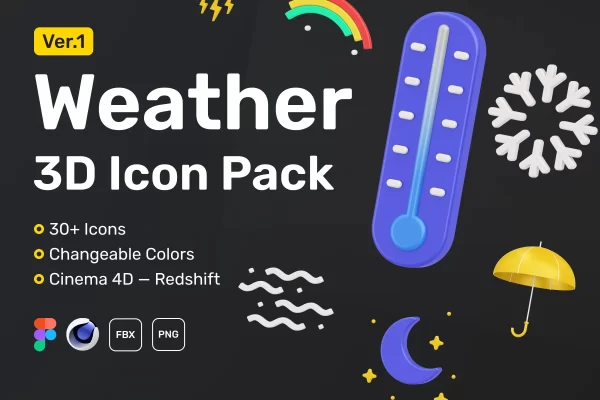 天气主题3D图标集Weather 3D Icon Set