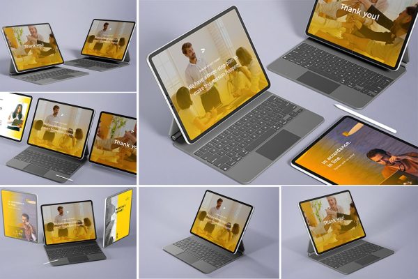 iPad Pro平板电脑+键盘一体机设计样机 ipad-pro-mockups