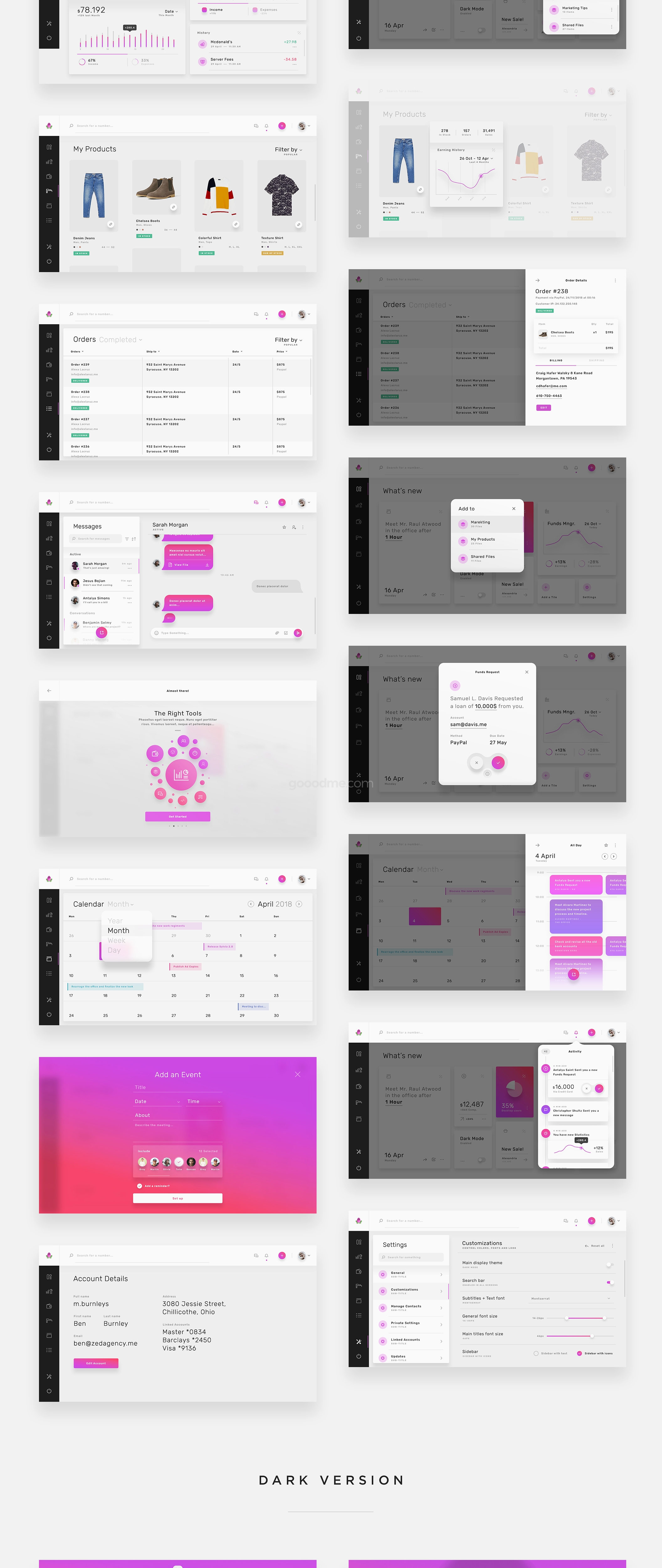 丰富且极简的网页仪表板和管理应用程序 Violett Web UI Kits