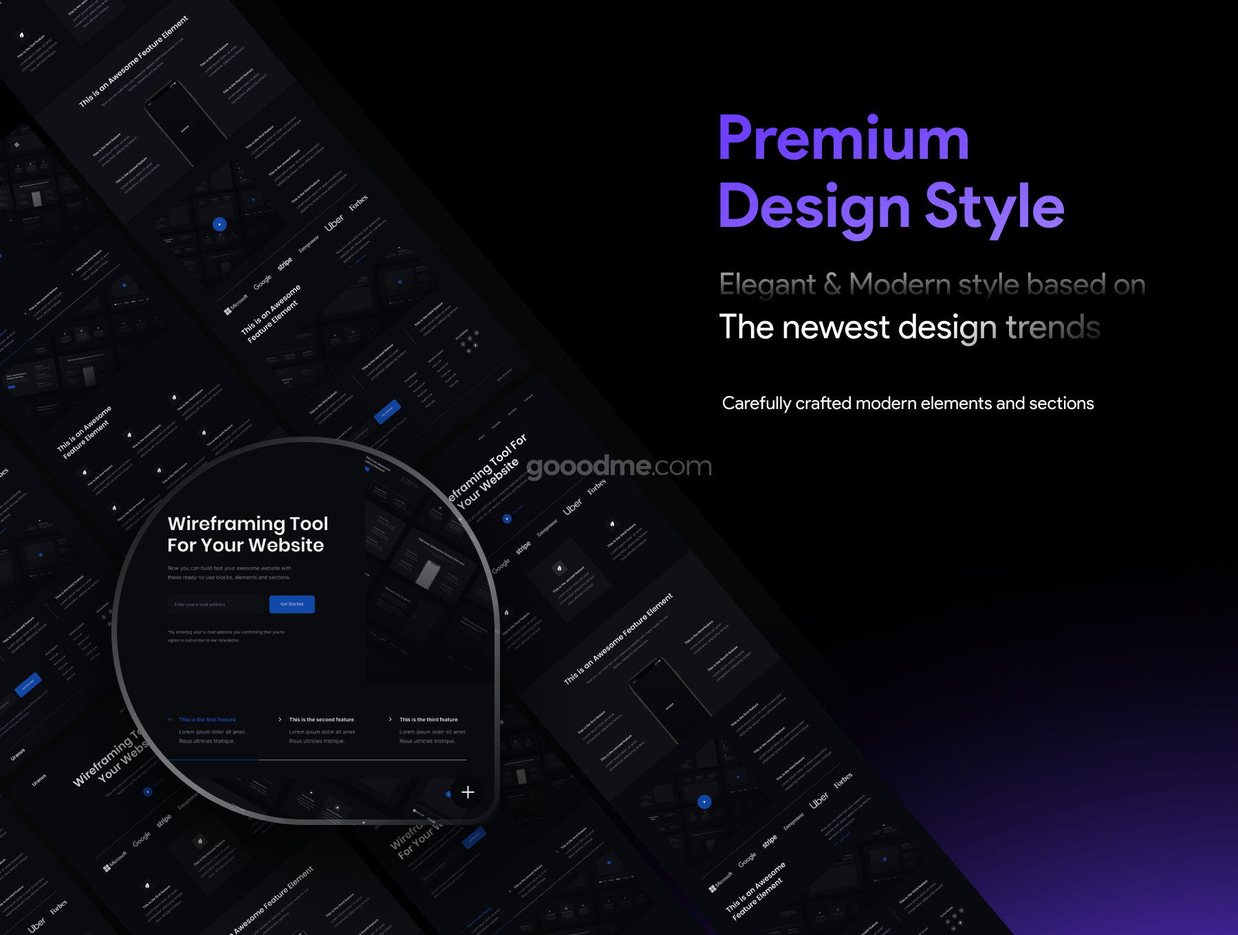 时尚网站登录页设计线框图套件素材 Uranus v1.3 – Wireframe Kit