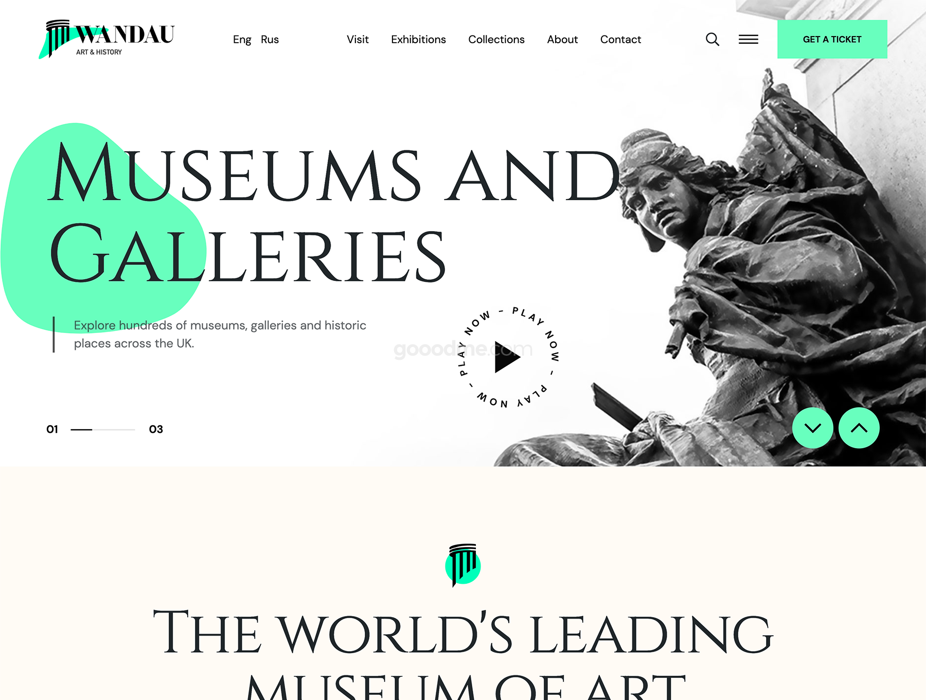 艺术美术馆个人作品集展示web网页界面设计模版Wandau Art & History Museum HTML Template