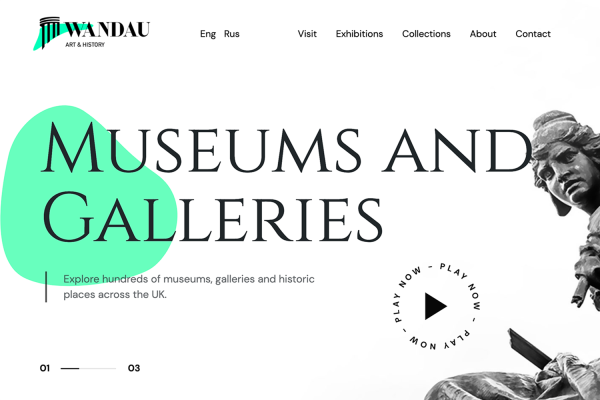 艺术美术馆个人作品集展示web网页界面设计模版Wandau Art & History Museum HTML Template