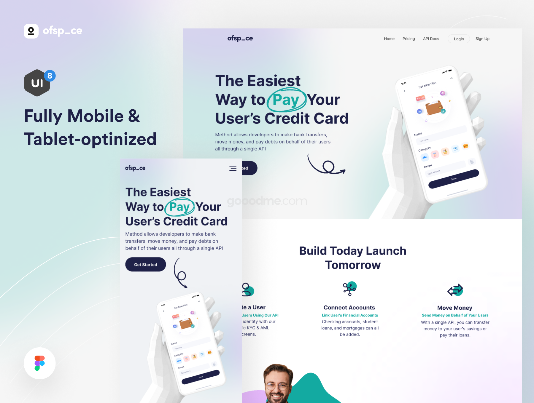 多用途网站Web登录页界面设计模板套件素材 Multi-concept Landing page UI Kit V2