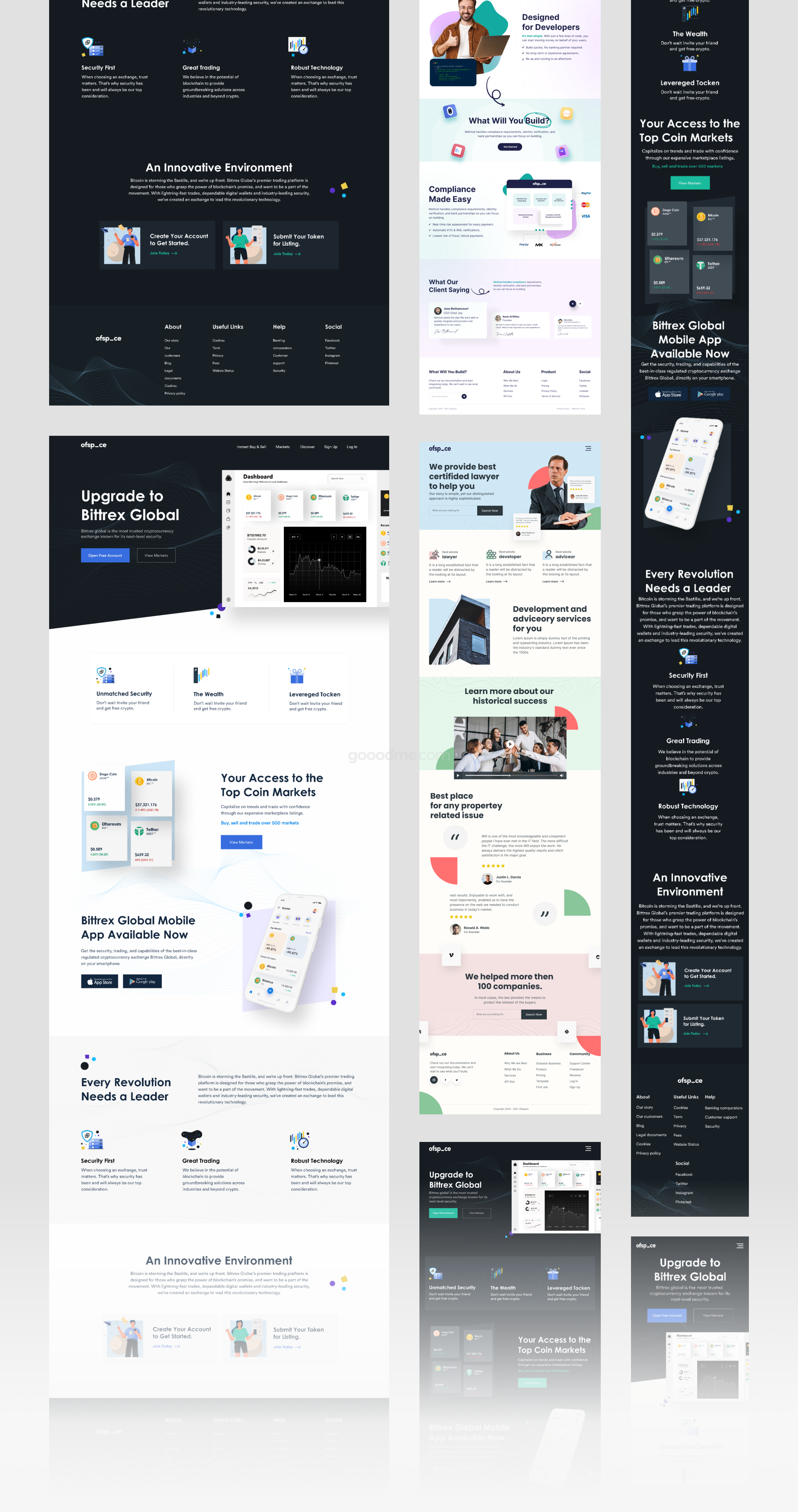 多用途网站Web登录页界面设计模板套件素材 Multi-concept Landing page UI Kit V2