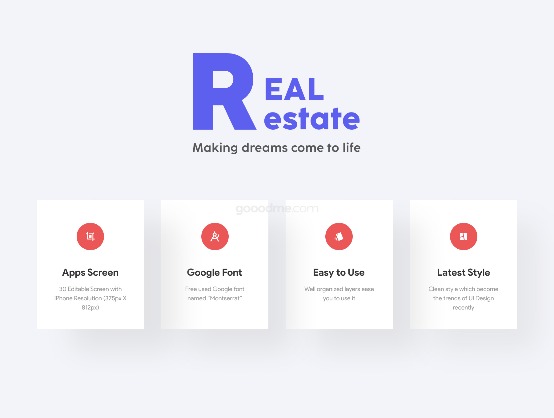 国外移动房地产手机应用程序APP移动UI设计套件下载Real Estate Apps UI KIT