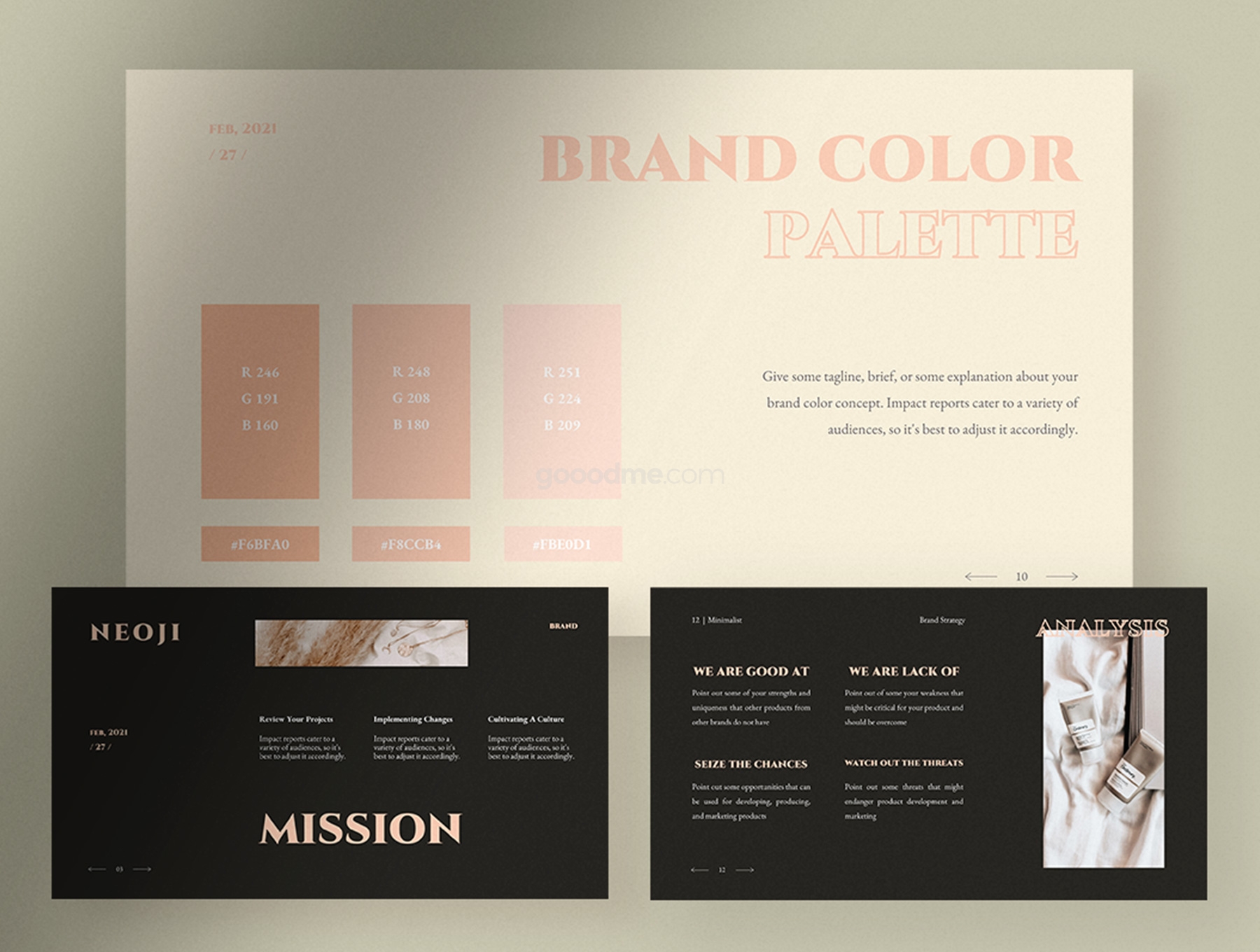 极简主义品牌策略提案作品集介绍PPT模版Neoji – Soft Pastel Minimalist Brand Strategy Presentation