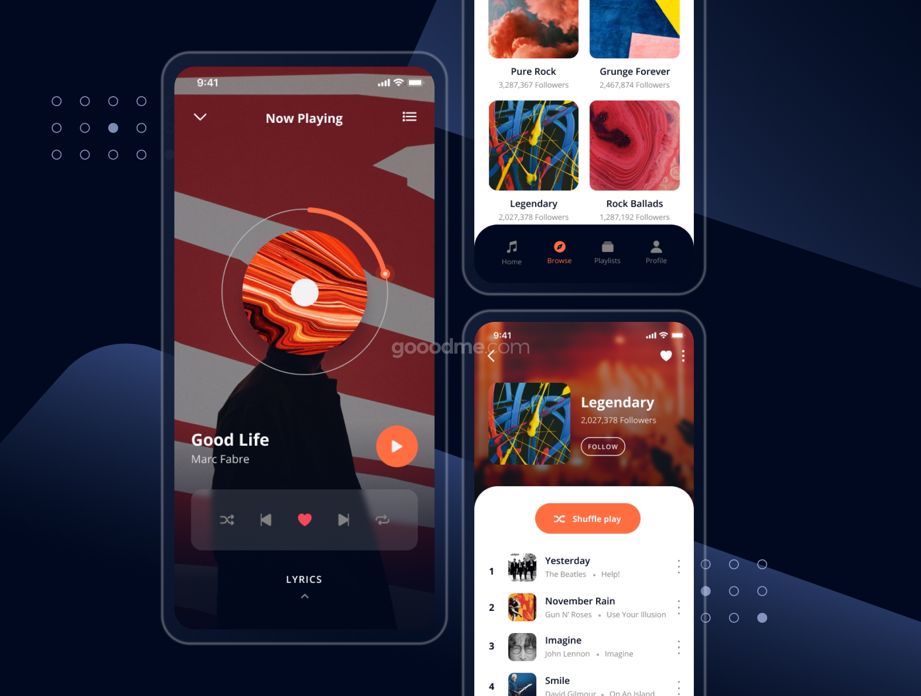 现代时尚iOS音乐播放器APP界面设计UI套件素材 Musika – Music Player App UI Kit