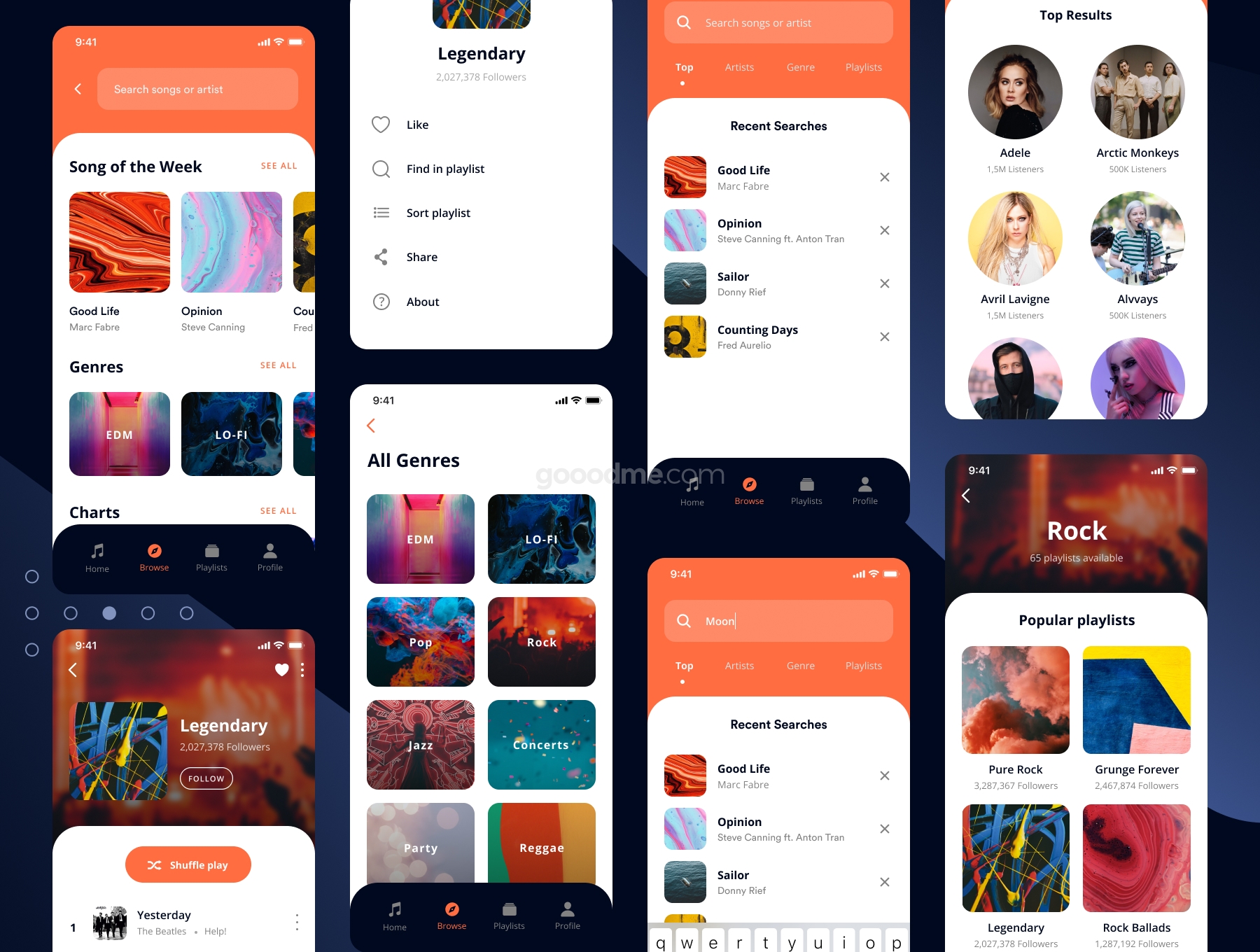 现代时尚iOS音乐播放器APP界面设计UI套件素材 Musika – Music Player App UI Kit