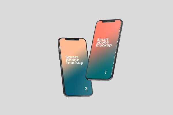 双屏幕智能手机样机psd模板 Two Smartphone Mockups