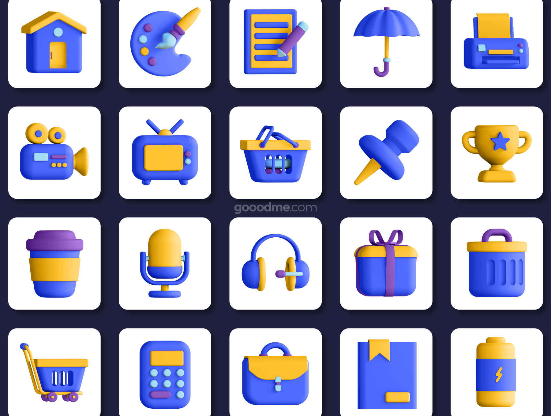 75 个高级 3D 常用UI设计图标75 3D General Icons