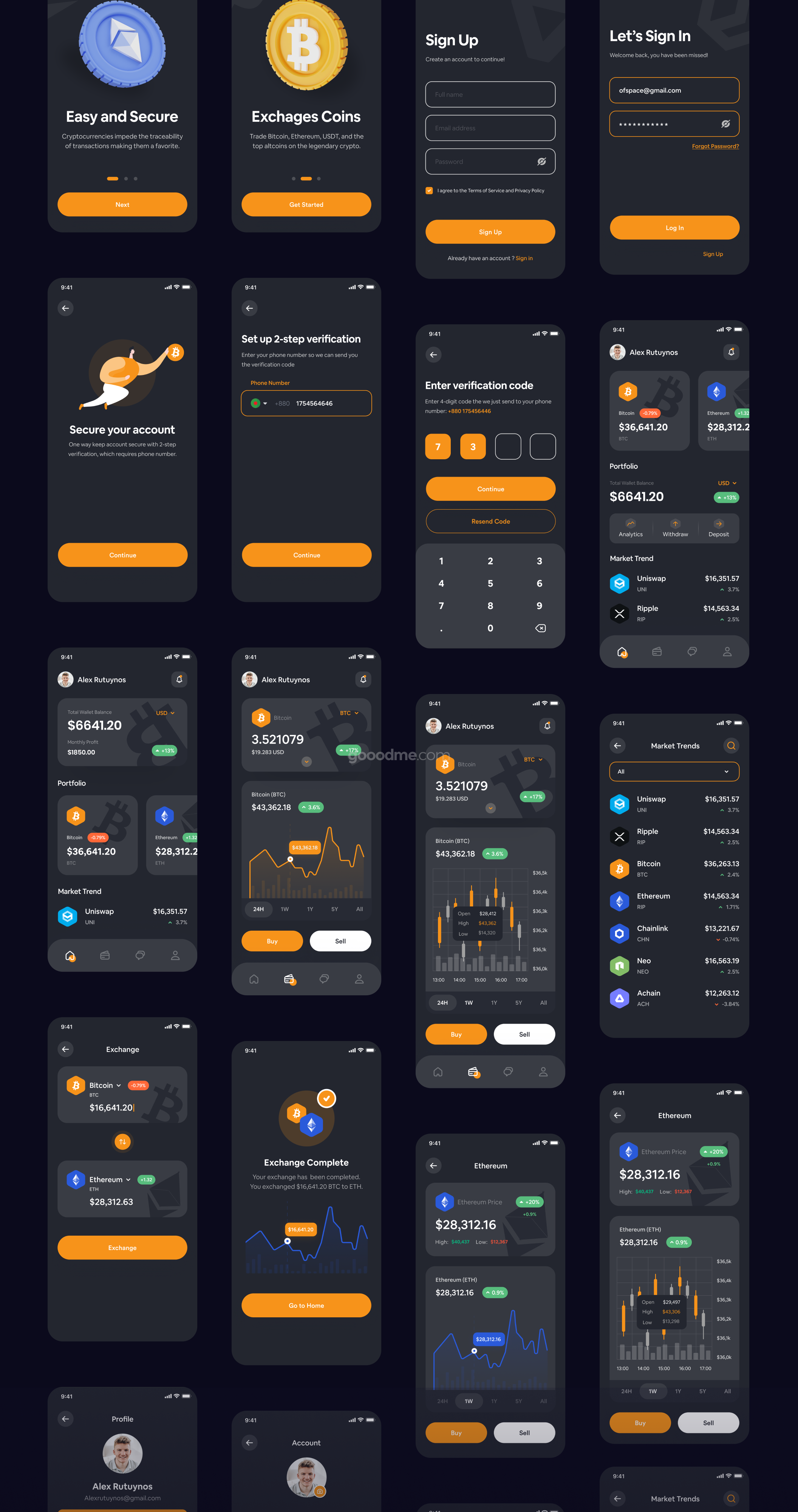 加密钱包应用程序APP界面设计 UI 套件Crypto Wallet App Design UI Kit