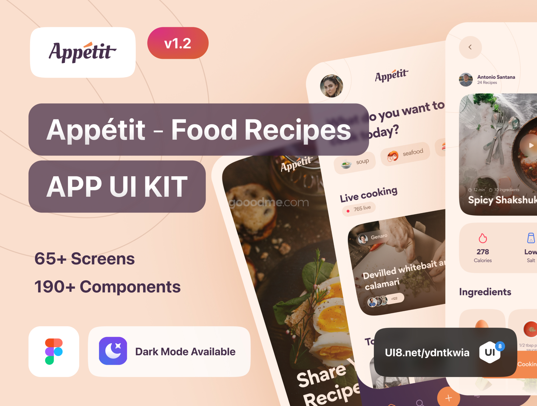 食品菜单在线点餐类应用app设计 UI 套件Appe?tit – Food Recipes App UI Kit