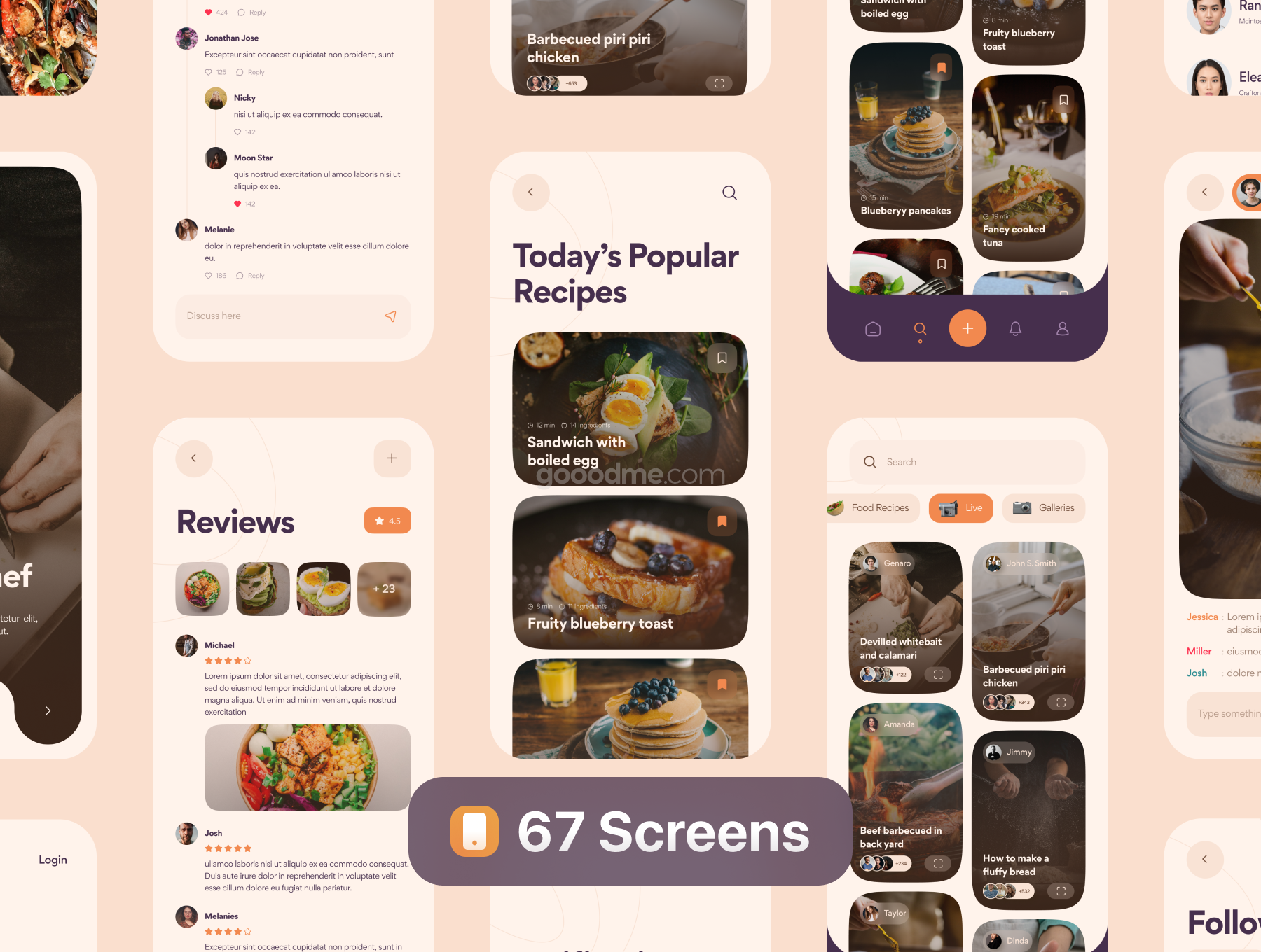 食品菜单在线点餐类应用app设计 UI 套件Appe?tit – Food Recipes App UI Kit