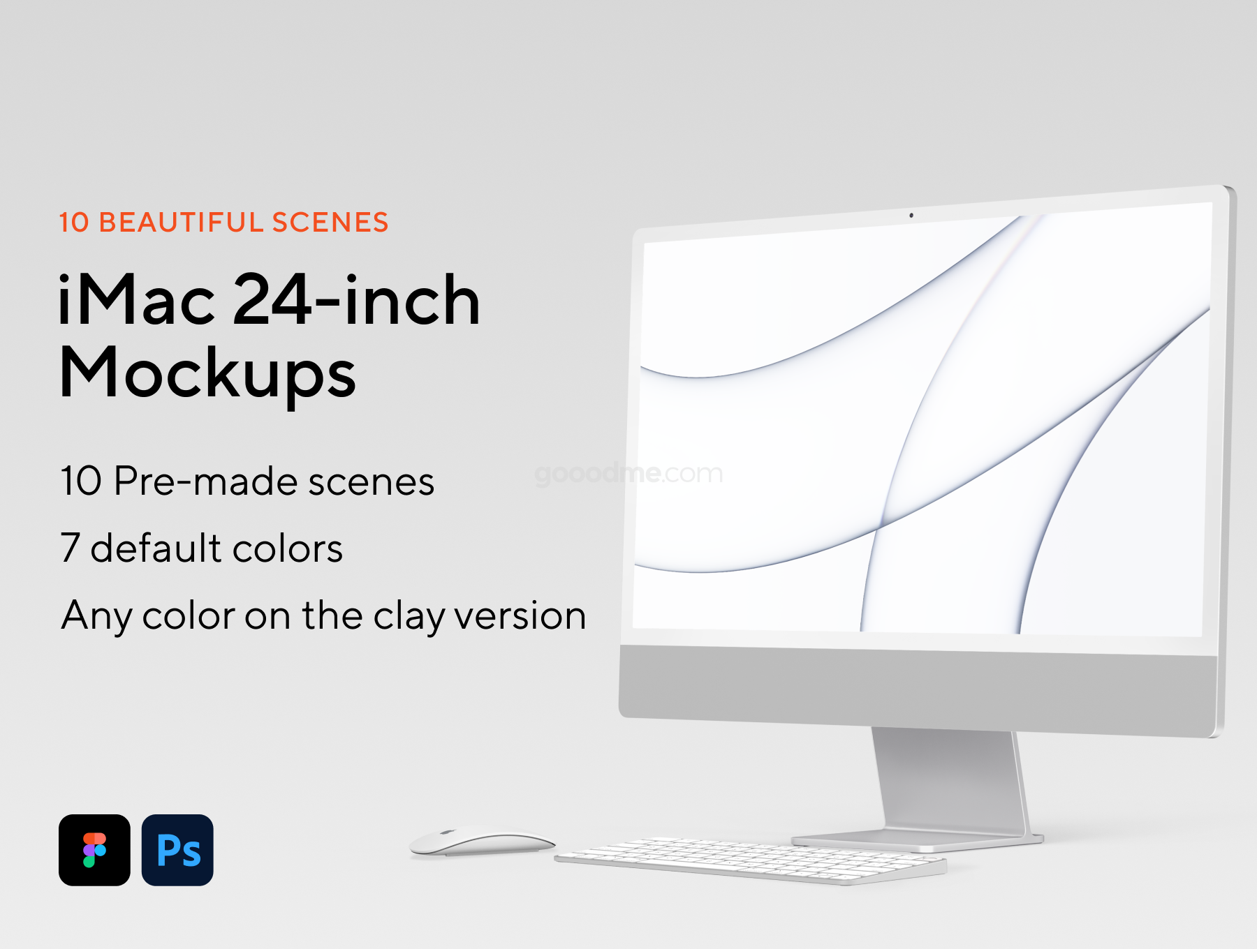 陶瓷苹果电脑屏幕展示UI设计Fig样机iMac 24-inch Mockups.zip