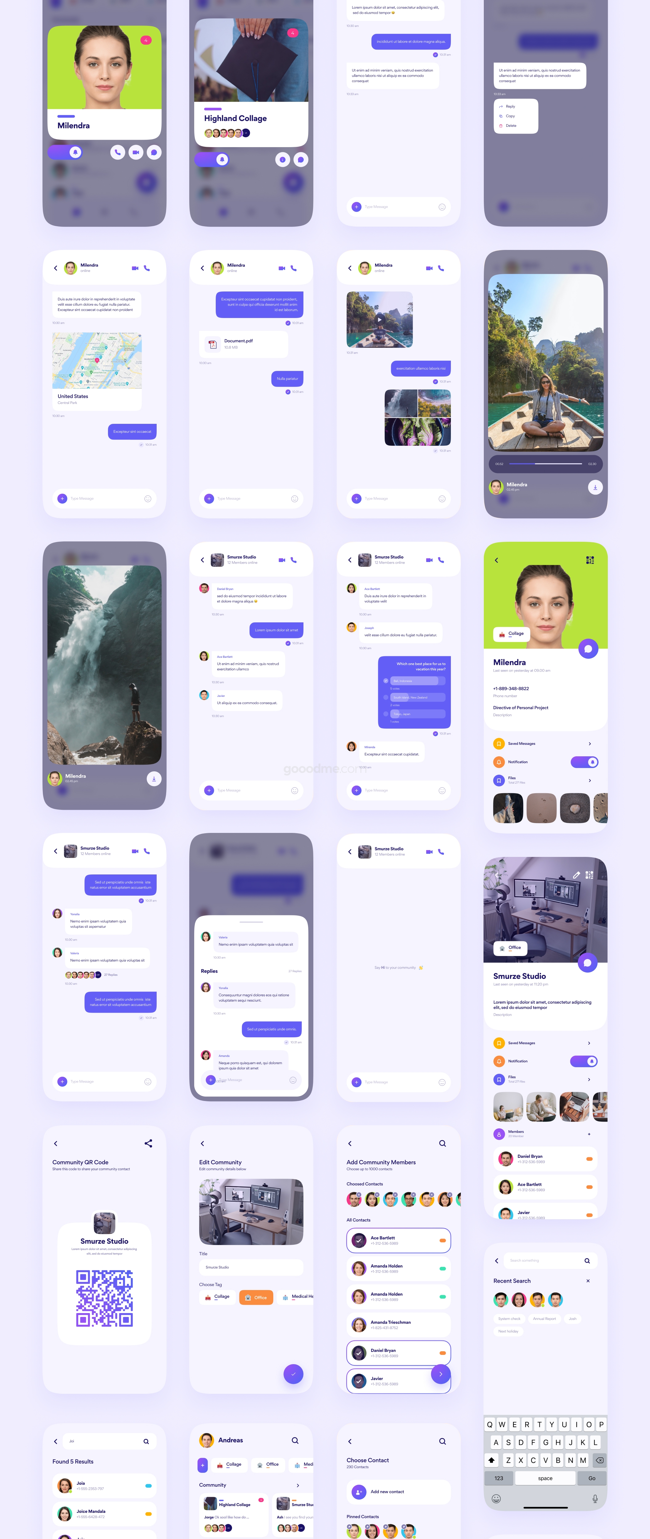 社交通讯兴趣交友类APP应用 UI 套件Horaz – Community & Personal Messanger App UI Kit