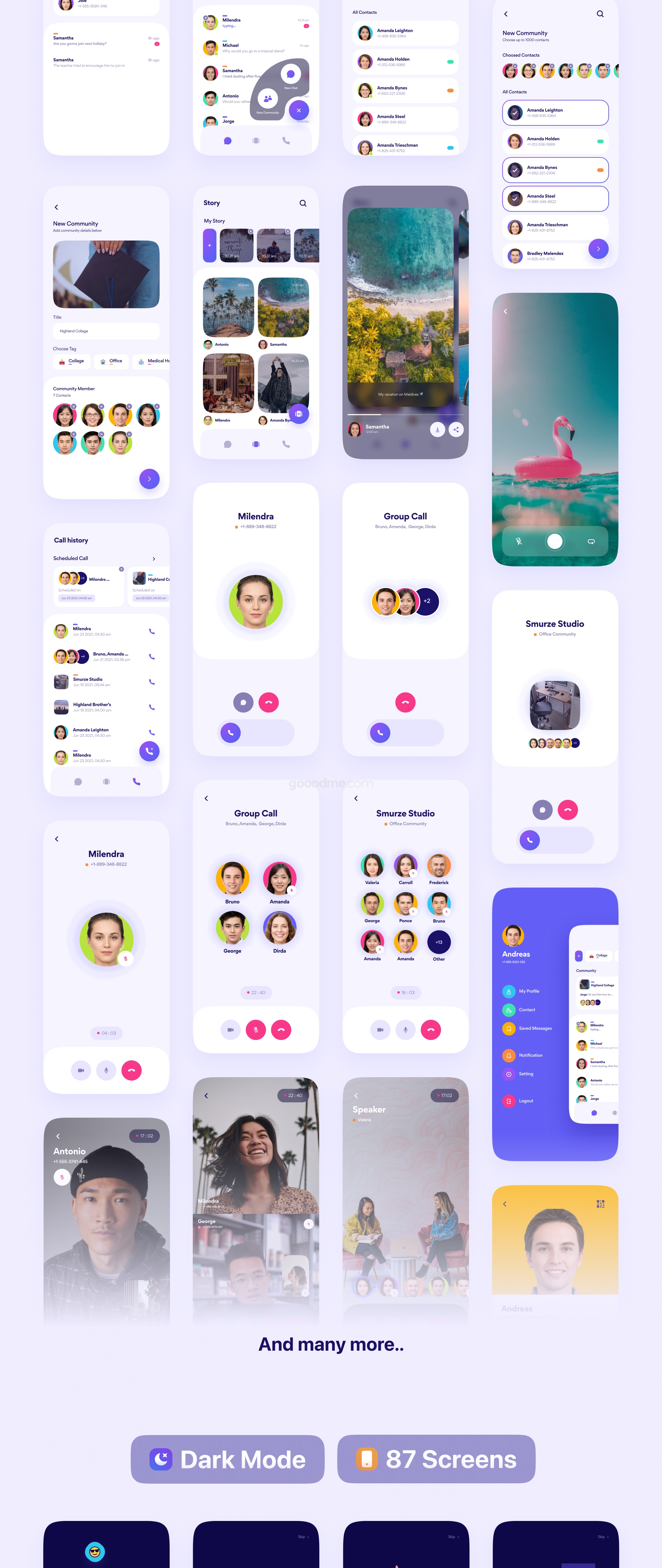 社交通讯兴趣交友类APP应用 UI 套件Horaz – Community & Personal Messanger App UI Kit