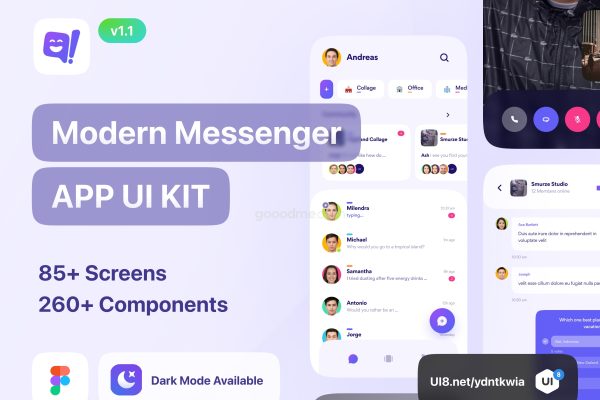 社交通讯兴趣交友类APP应用 UI 套件Horaz – Community & Personal Messanger App UI Kit