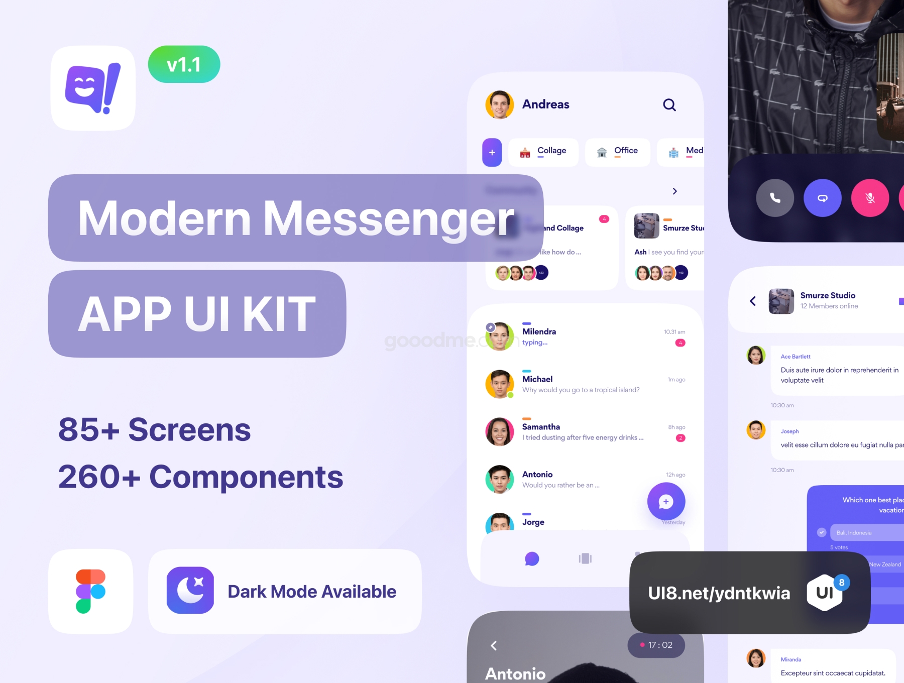 社交通讯兴趣交友类APP应用 UI 套件Horaz – Community & Personal Messanger App UI Kit
