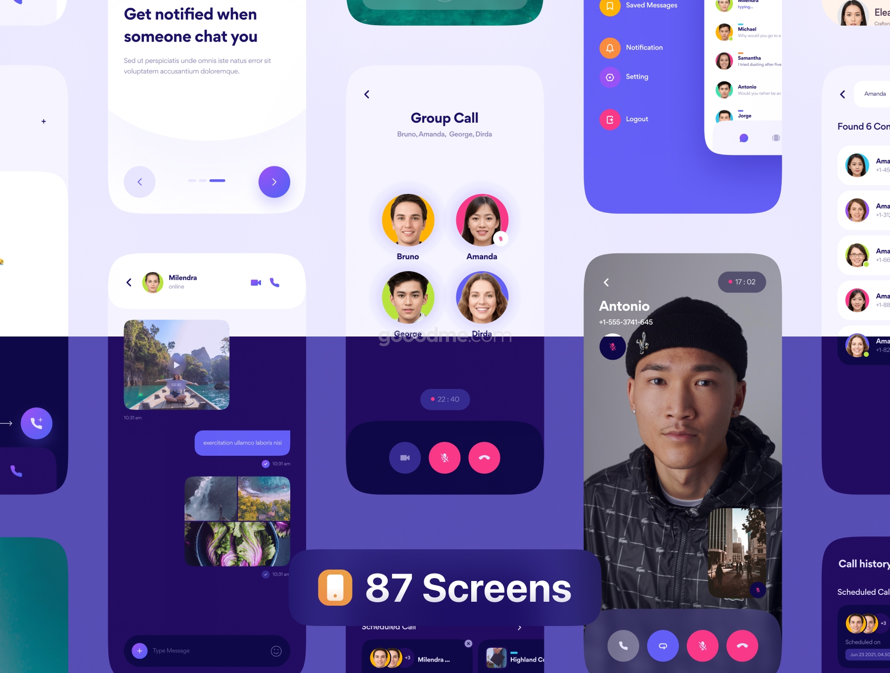 社交通讯兴趣交友类APP应用 UI 套件Horaz – Community & Personal Messanger App UI Kit