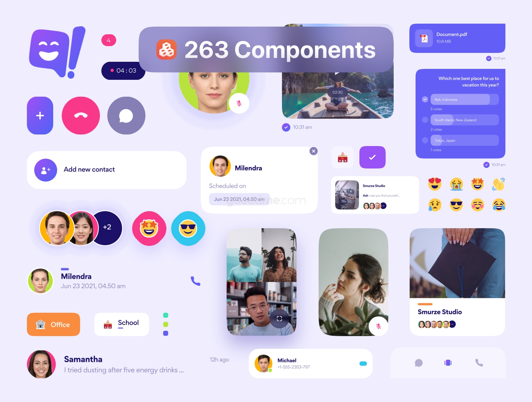 社交通讯兴趣交友类APP应用 UI 套件Horaz – Community & Personal Messanger App UI Kit