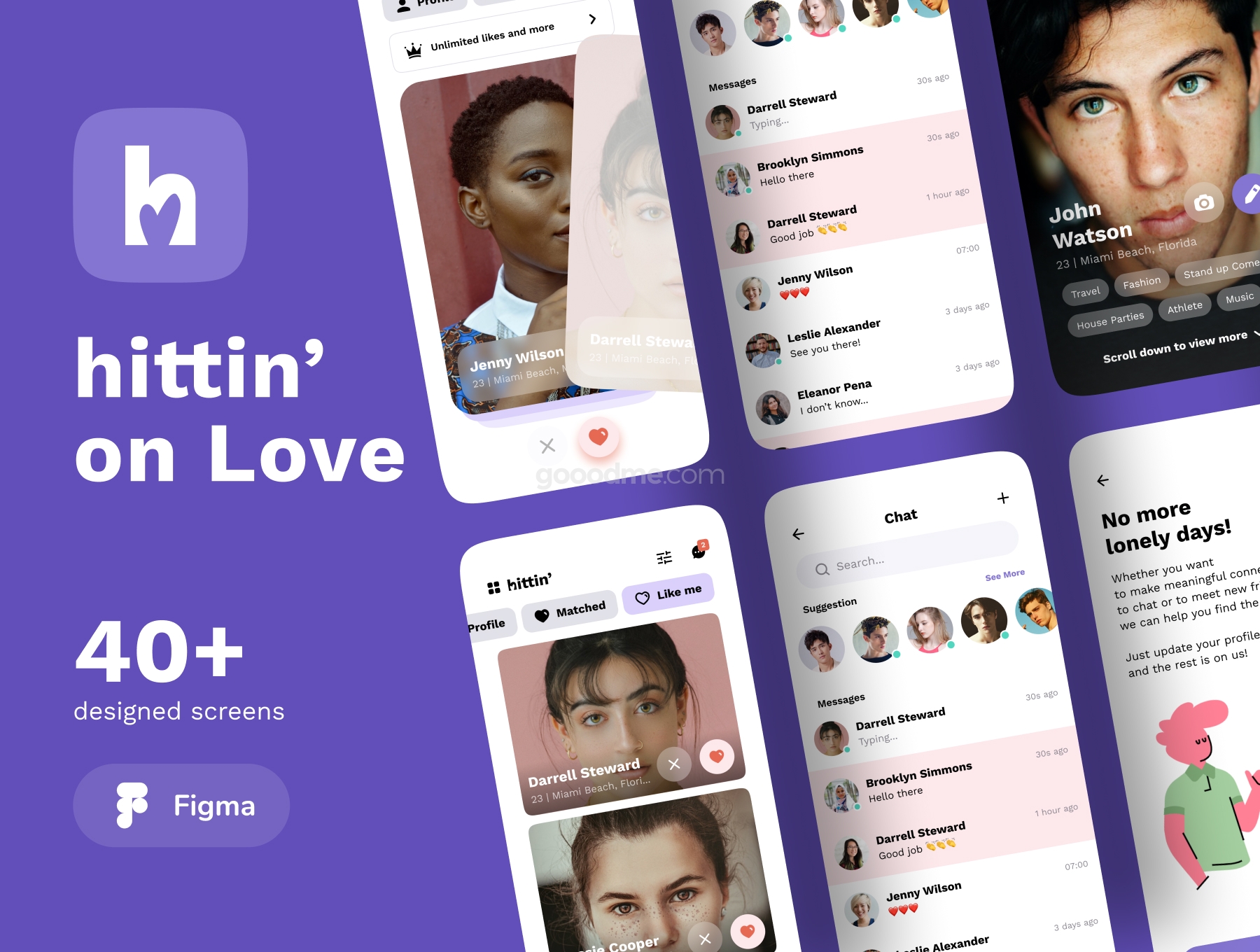 约会交友社交类APP模板UI界面设计套件Hittin – Dating Mobile UI Kit