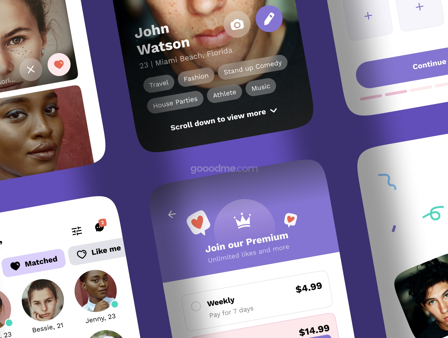 约会交友社交类APP模板UI界面设计套件Hittin – Dating Mobile UI Kit