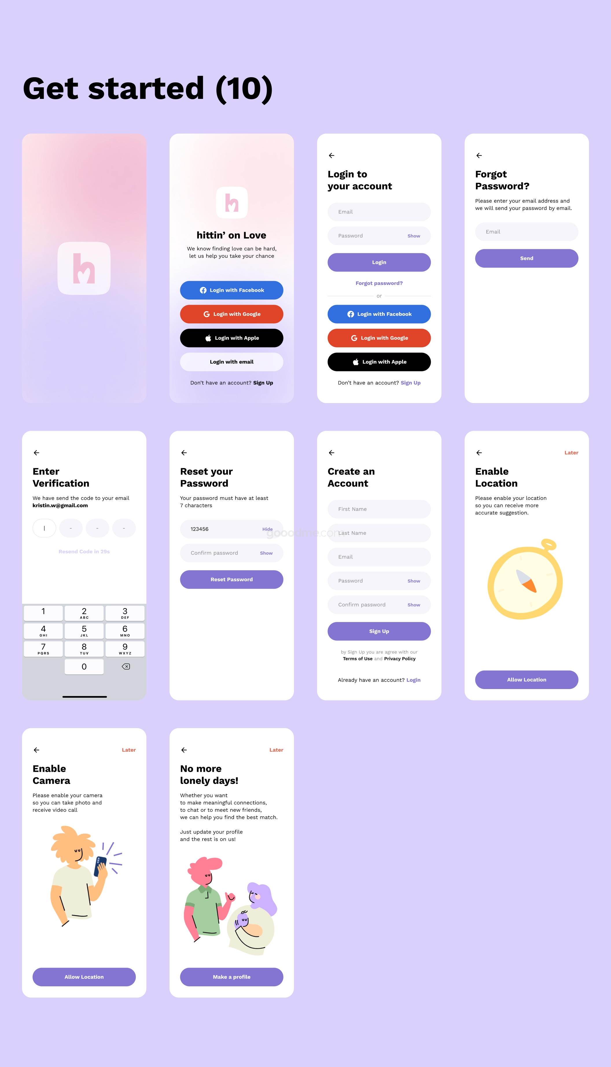 约会交友社交类APP模板UI界面设计套件Hittin – Dating Mobile UI Kit