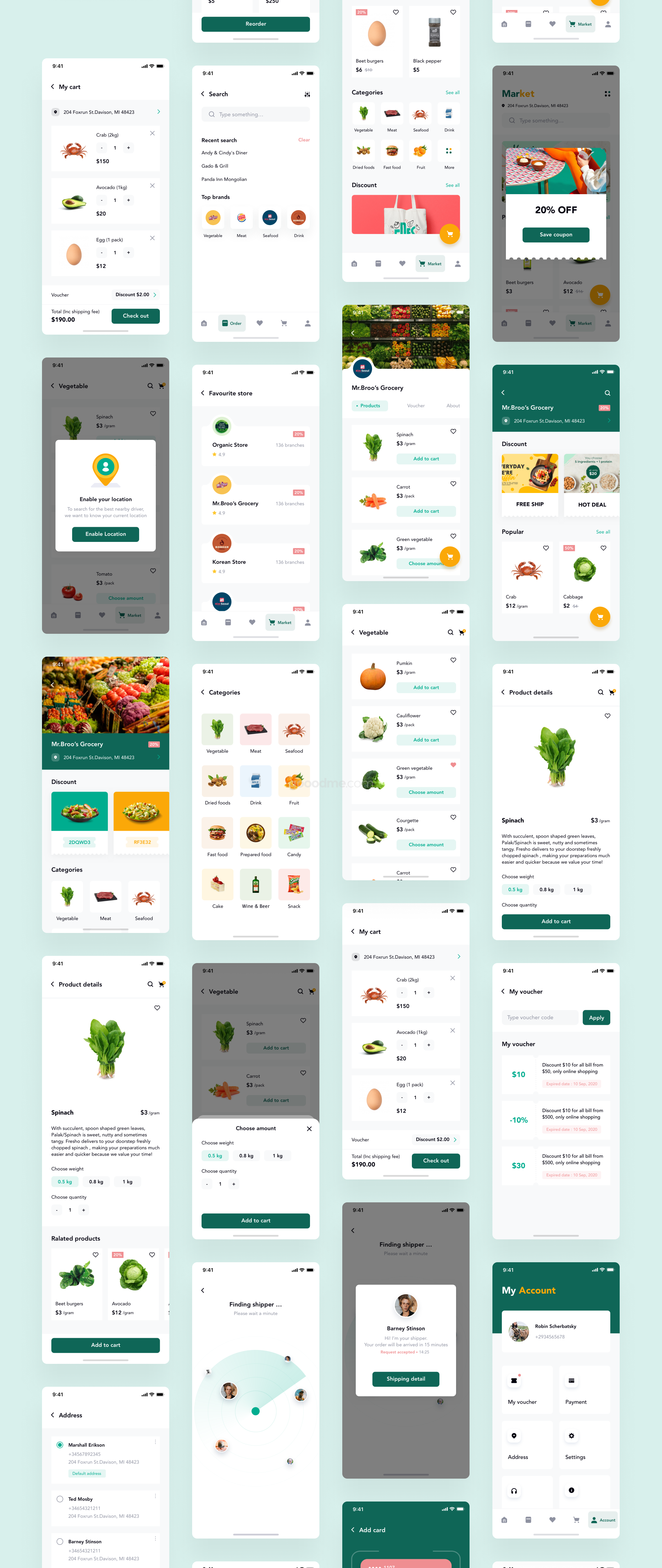 外卖点餐应用商城APP界面设计UI模板Fooddoor – Food delivery app