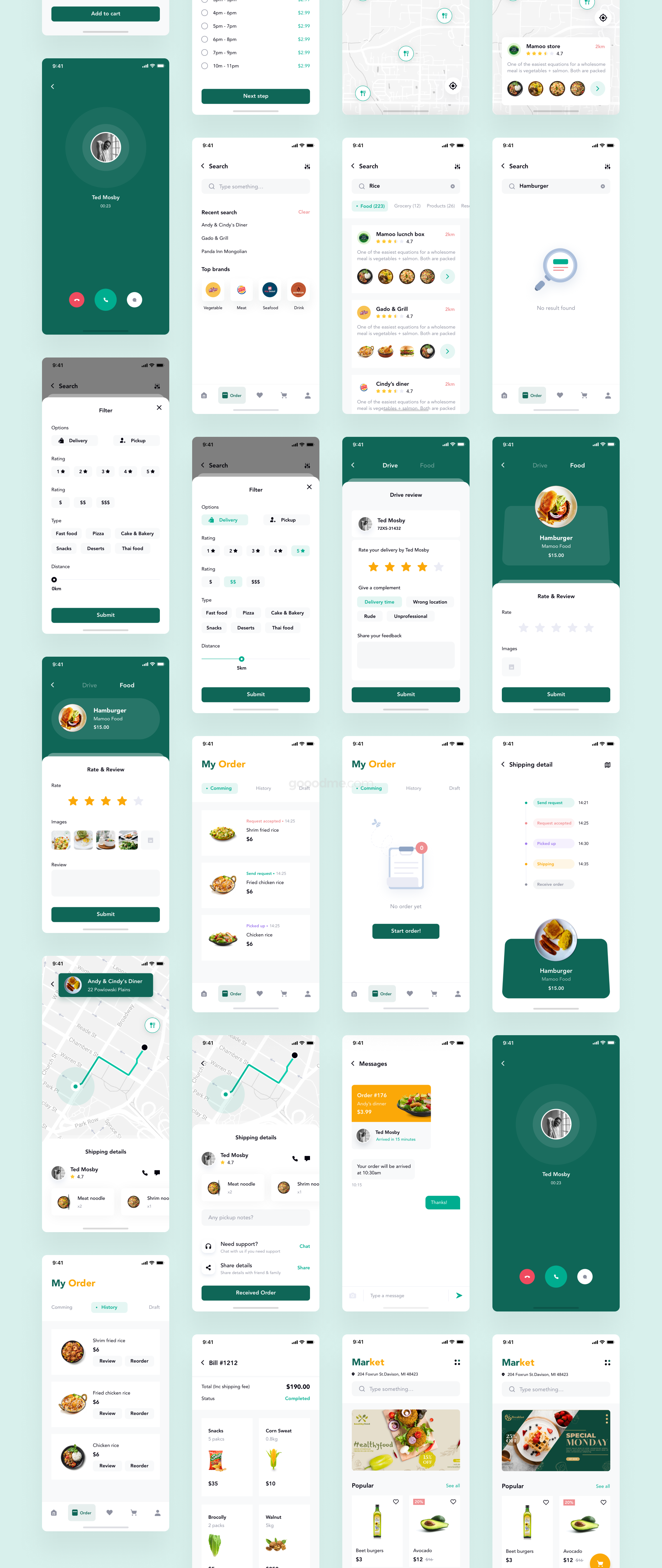 外卖点餐应用商城APP界面设计UI模板Fooddoor – Food delivery app