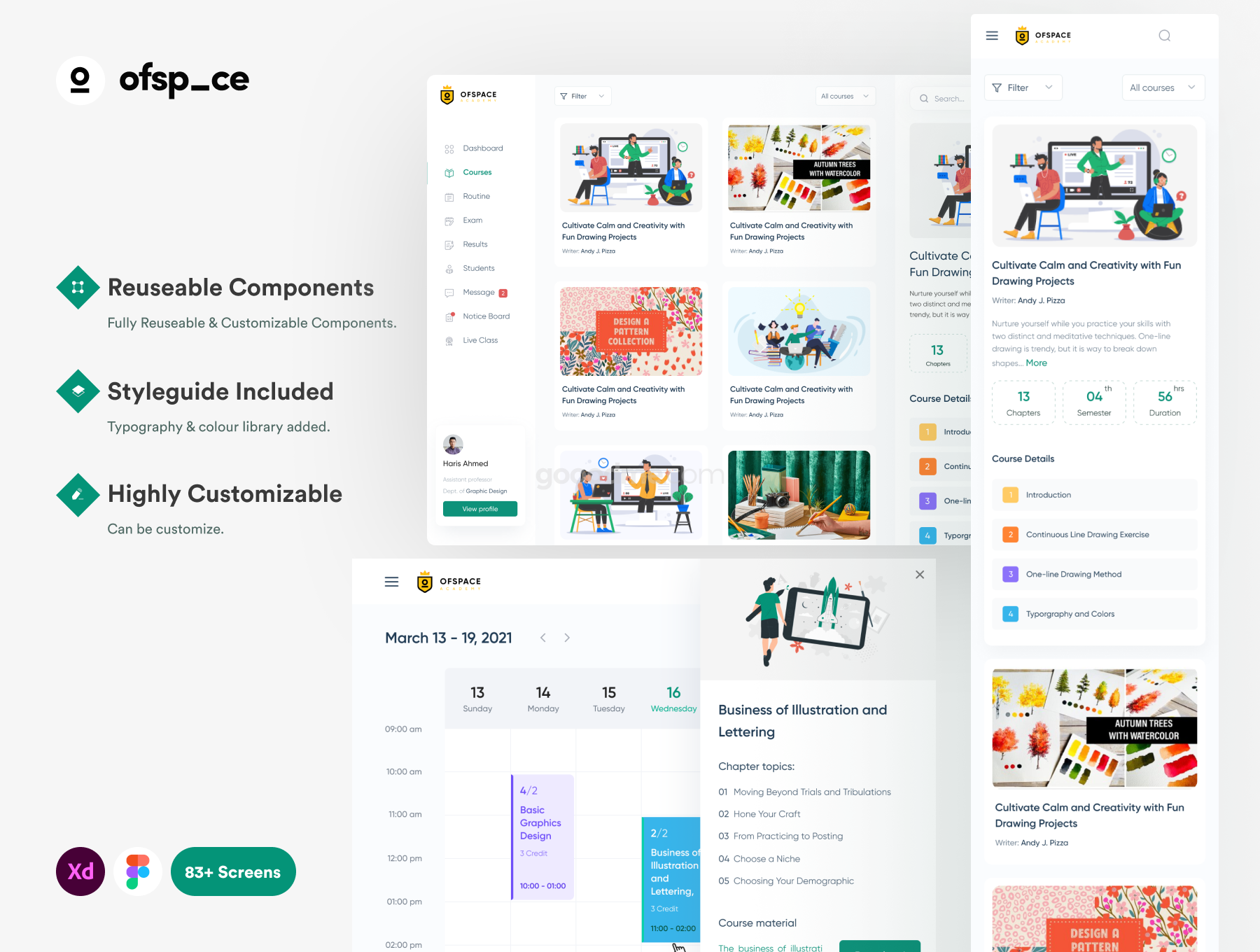 在线学习平台网站知识付费教育web前端后台界面设计 UI 套件EduTech – Online Learning Platform UI Kit