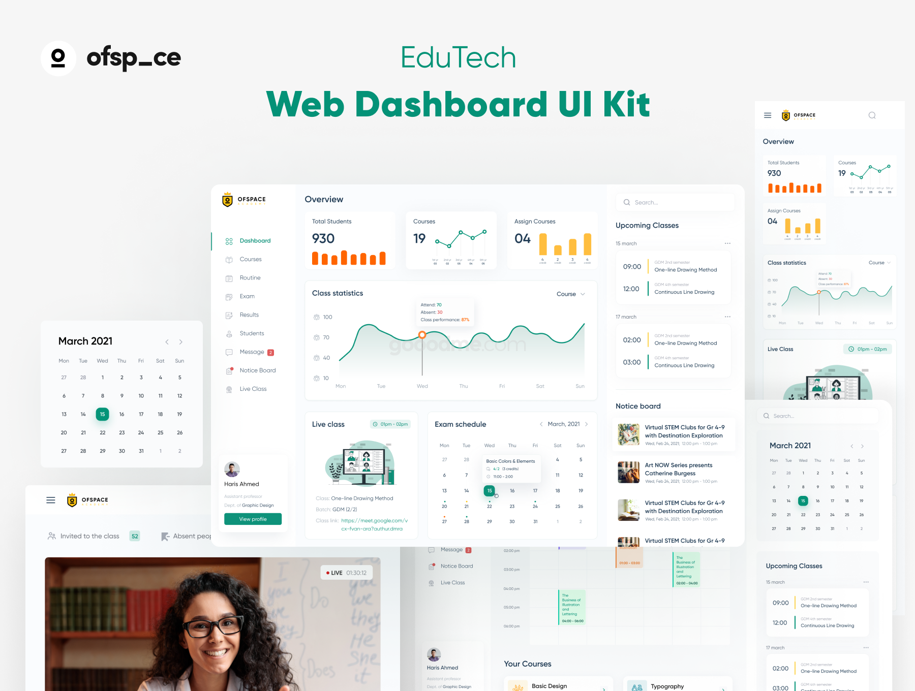 在线学习平台网站知识付费教育web前端后台界面设计 UI 套件EduTech – Online Learning Platform UI Kit