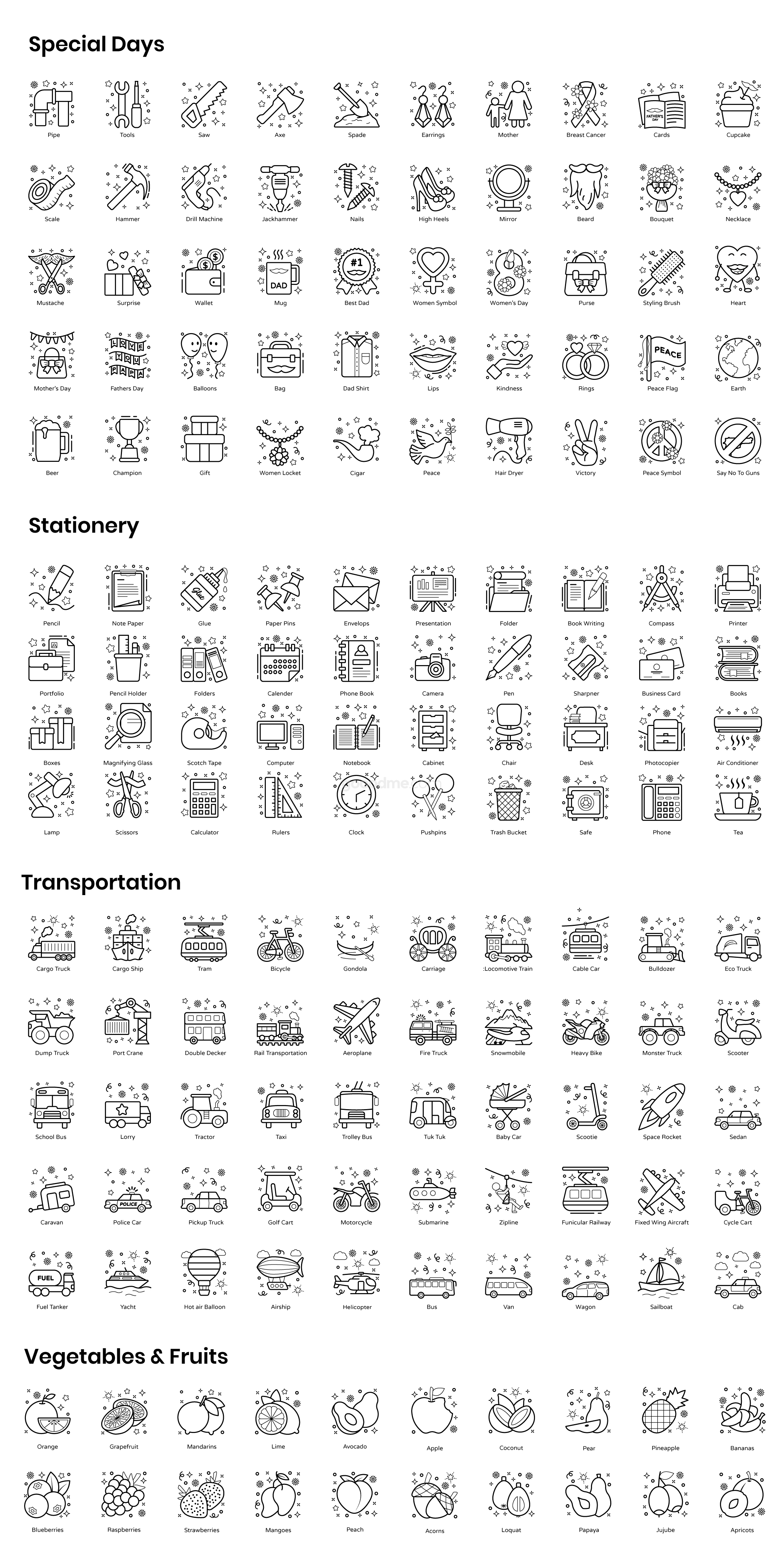 900 多个平面、字形、轮廓矢量UI图标素材Flat Outline Concepts_new