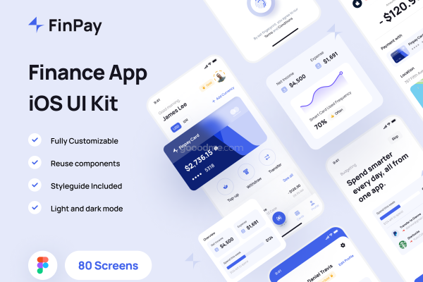简洁金融产品APP应用界面 UI 套件模板Finpay – Finance App UI Kit