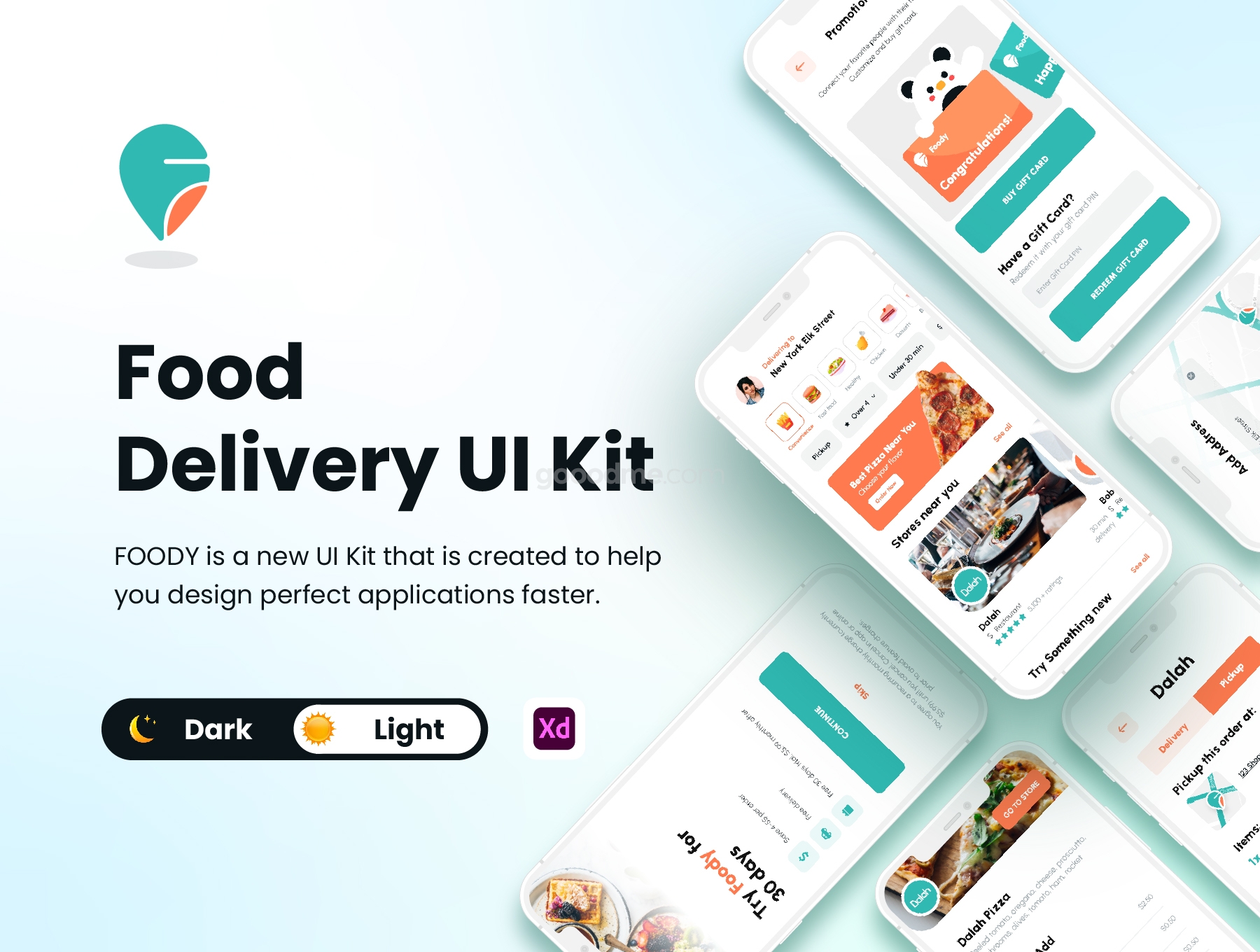 外卖点餐平台APP用户界面UI设计套件Food Delivery UI Kit – FOODY