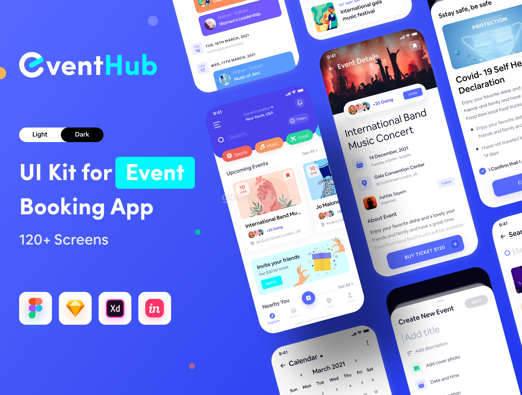 活动预订和管理App应用程序 UI 设计模板套件EventHub UI kit
