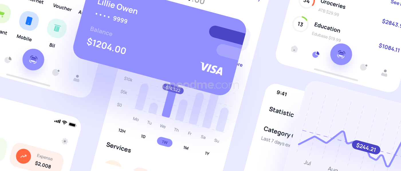 完美的金融 UI 套件财务行业APP界面设计UI模板Paybase – Finance App UI Kits