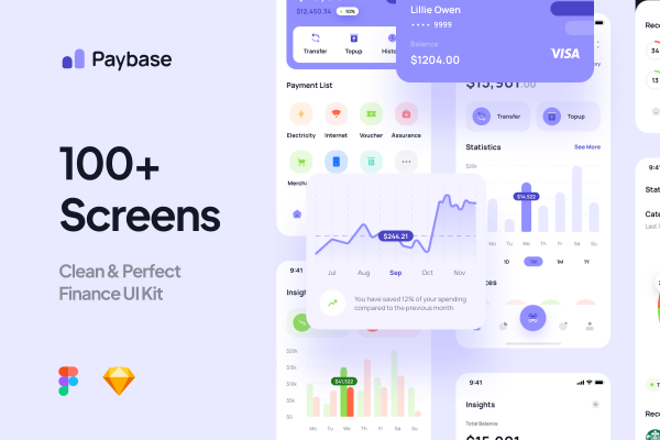 完美的金融 UI 套件财务行业APP界面设计UI模板Paybase – Finance App UI Kits