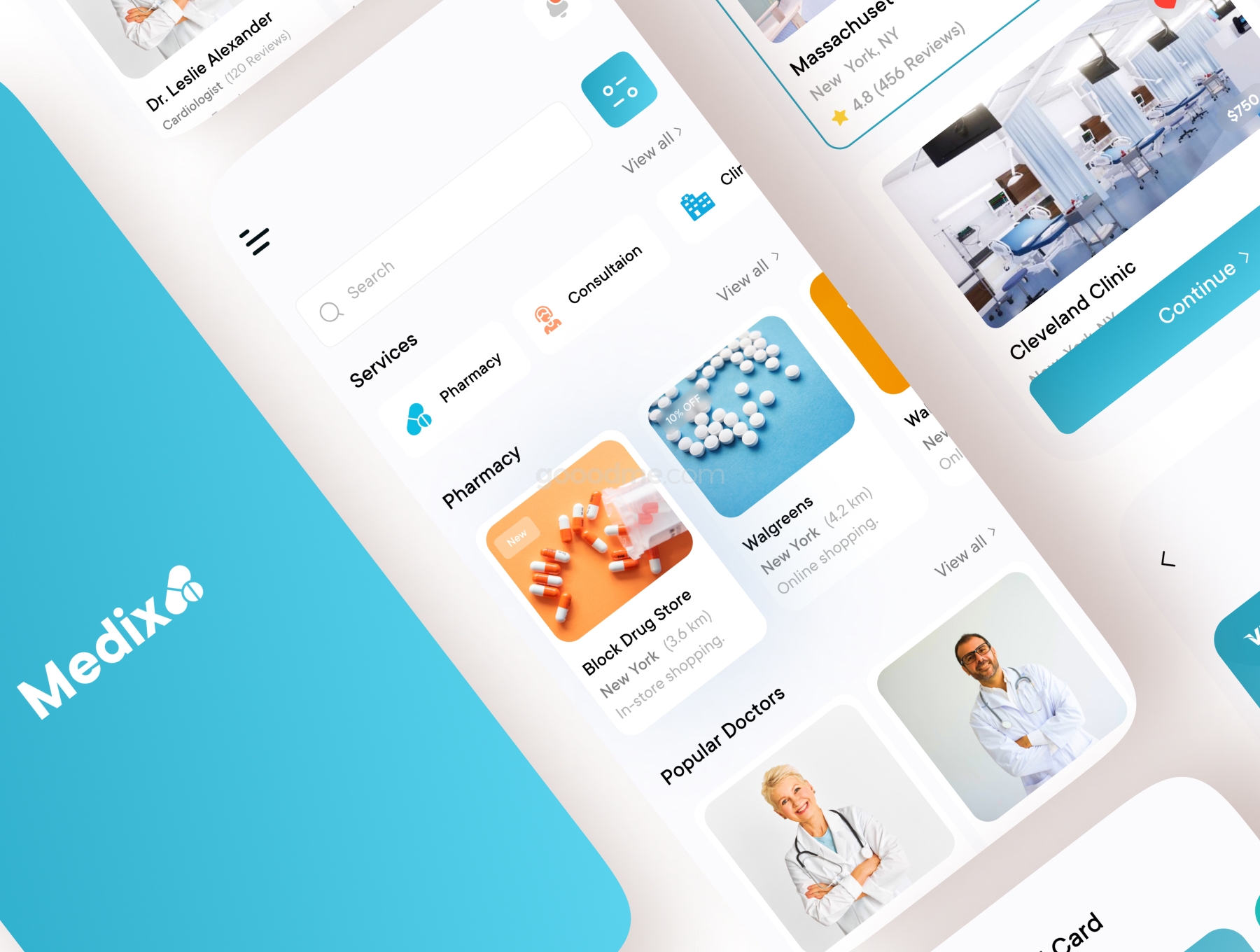 在线医疗医院APP界面设计UI套件模板 Medix – Medical UI Kit