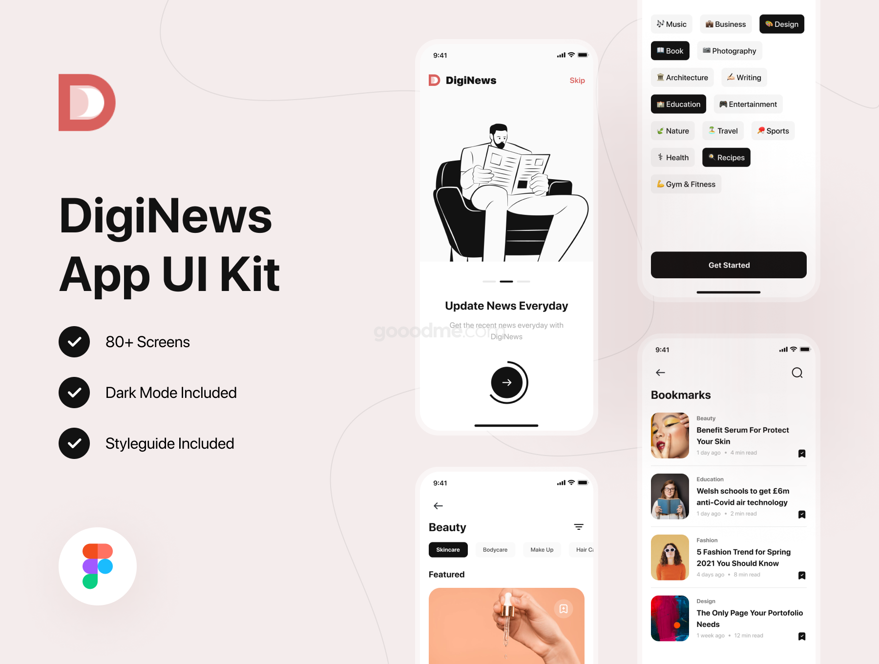 文章博客和新闻应用APP程序 UI 设计套件DigiNews – News App UI Kit