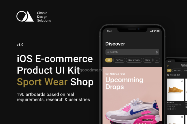 运动服饰商店应用 APP 界面设计 UI 模板套件iOS E-commerce Product UI Kit — Sport Wear Shop