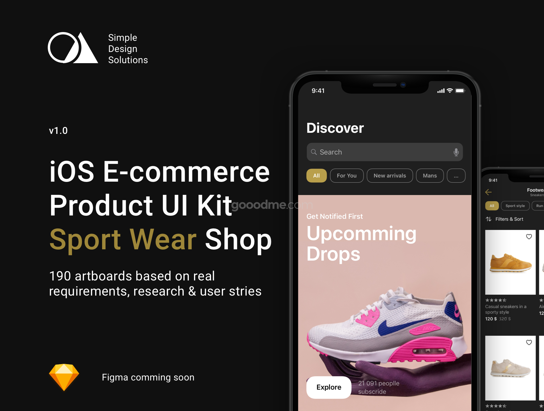 运动服饰商店应用 APP 界面设计 UI 模板套件iOS E-commerce Product UI Kit — Sport Wear Shop