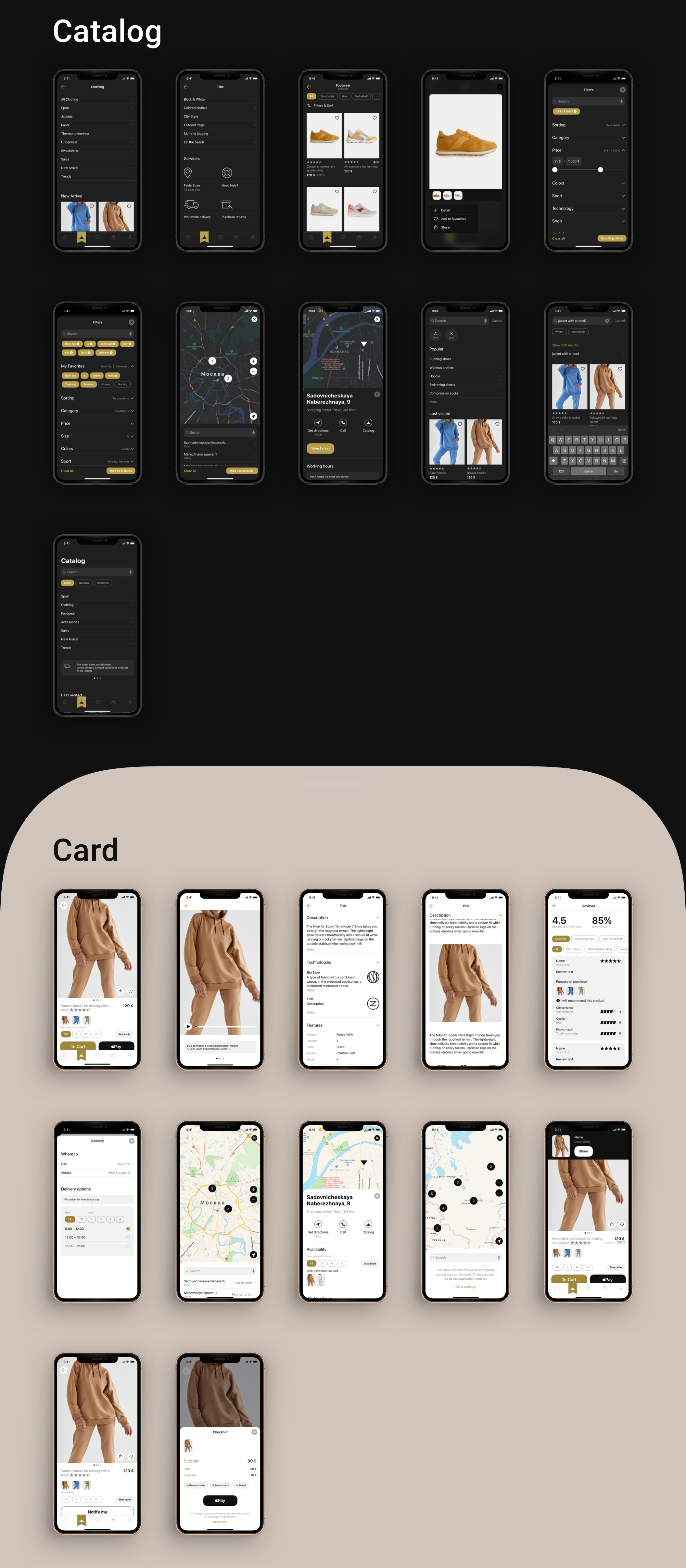运动服饰商店应用 APP 界面设计 UI 模板套件iOS E-commerce Product UI Kit — Sport Wear Shop