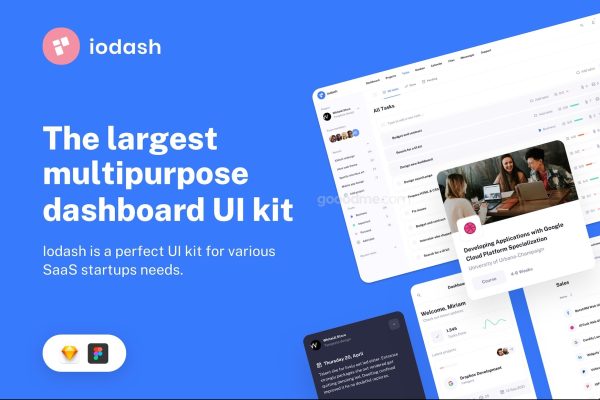 多用途数据仪表板网页、APP界面设计 UI 模板套件IODash Multipurpose Dashboard UI Kit